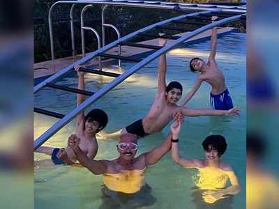 Hrithik Roshan shares a picture of father Rakesh Roshan enjoying in a pool with kids