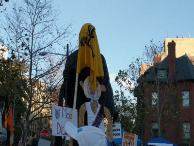 Khalistan flag draped over Mahatma Gandhi's statue in Washington