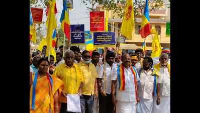 Tamil Nadu: PMK cadre hands over petitions to VAOs in Salem seeking 20% reservation quota for Vanniyars