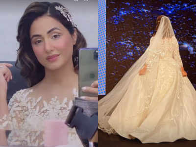 Hina Khan looks ethereal in white bridal gown as she walks the