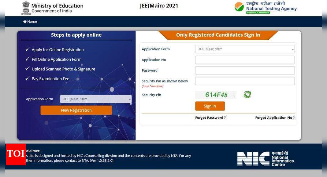 Jee Main Registration Begins First Session From Feb 23 To 26 Times Of India