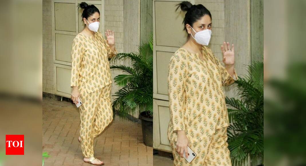 PHOTOS: Mom-to-be Kareena Kapoor Khan aces print-on-print trend as she meets sister Karisma and mother Ba - Times of India
