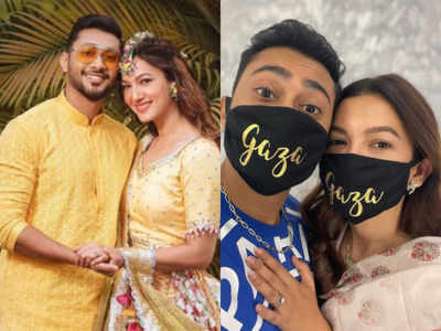 Gauahar Khan and Zaid Darbar pose in their custom-designed #GaZa inscribed face masks; see pic