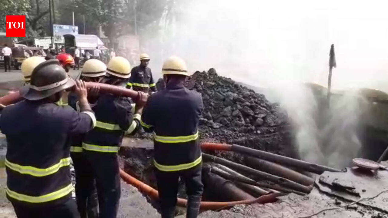 Underground gas pipeline bursts during road-digging work in Navi Mumbai