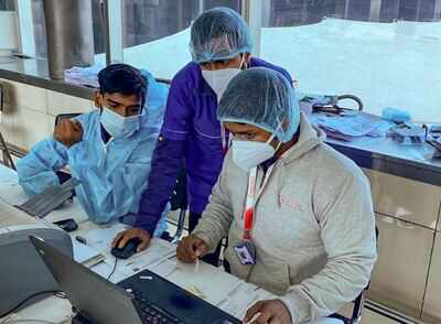 COVID-19 testing setup for passengers coming from United Kingdom, at Delhi airport (PTI) Covid-19: States struggle to locate missing British returnees | India News
