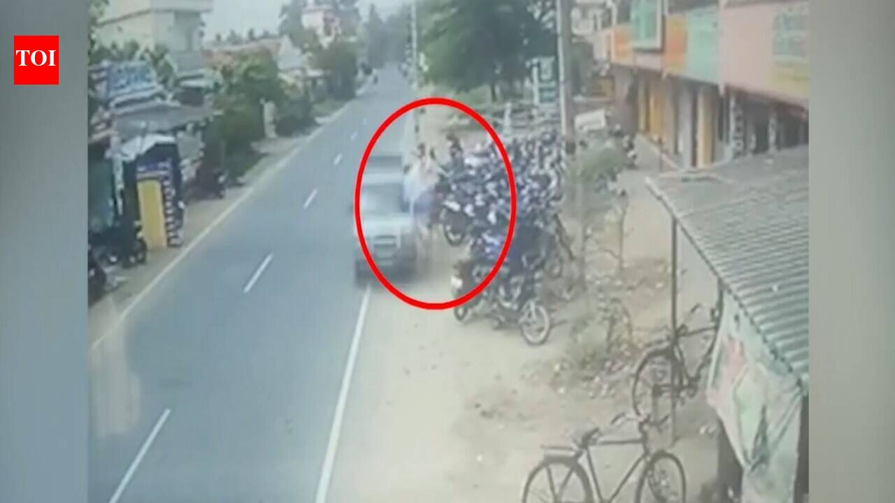Shocking! Man flies into building as car hits him