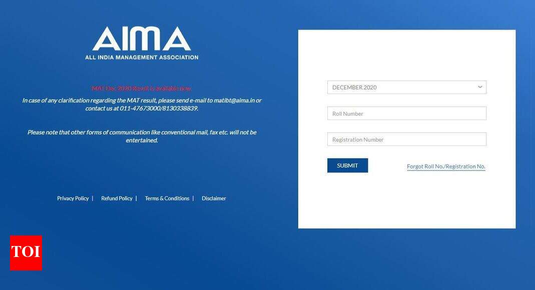 AIMA MAT result 2020 declared, check here Times of India