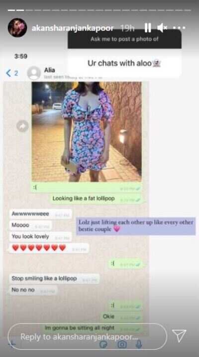 Alia Bhatt S Bff Akansha Ranjan Kapoor Shares Their Whatsapp Chat On Instagram And It Is All Things Cute Hindi Movie News Times Of India