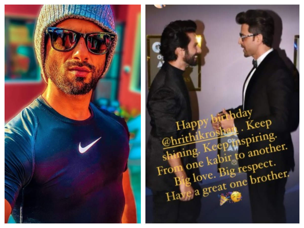 From One Kabir To Another Shahid Kapoor Wishes Hrithik Roshan On His Birthday Hindi Movie News Times Of India