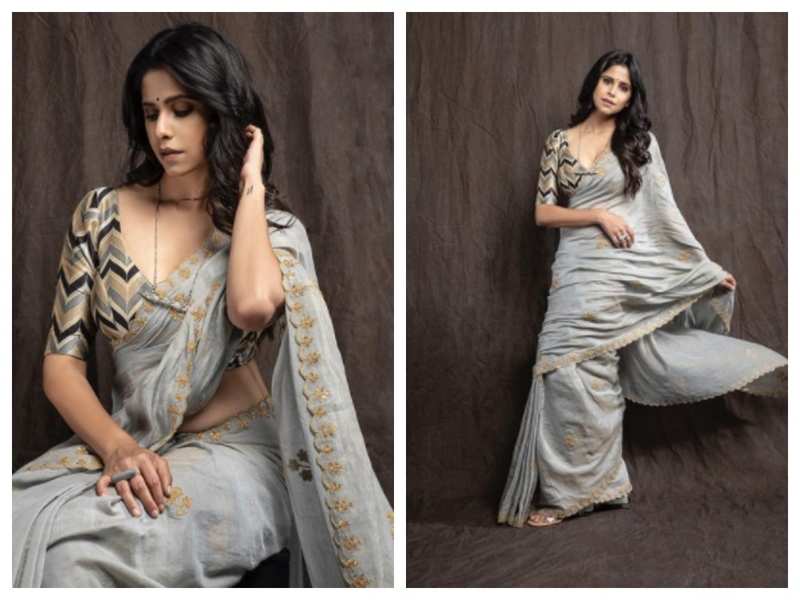 Sai Tamhankar looks drop-dead gorgeous in this grey saree; see pics | Marathi Movie News - Times of India