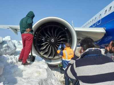 IndiGo plane gets stuck in snow at Srinagar airport; grounded for checks
