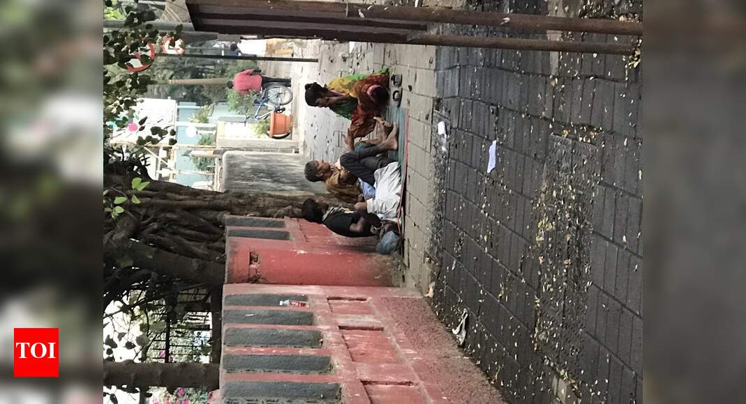 Footpath Encroached By Beggars Times Of India