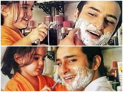Throwback: Sara Ali Khan trying to shave her dad Saif Ali Khan's beard from her childhood days is all things cute