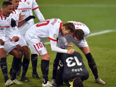 Bono penalty save takes Sevilla fourth in La Liga