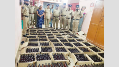 Andhra Pradesh: 7,680 liquor bottles seized in Reddipalli village