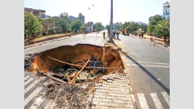 Jaipur: Road caves in near Chomu House Circle, two hurt
