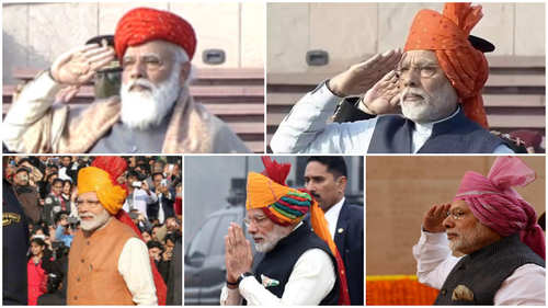 Modi continues turban tradition this Republic Day with 'halari pagdi'  gifted by Jamnagar royals