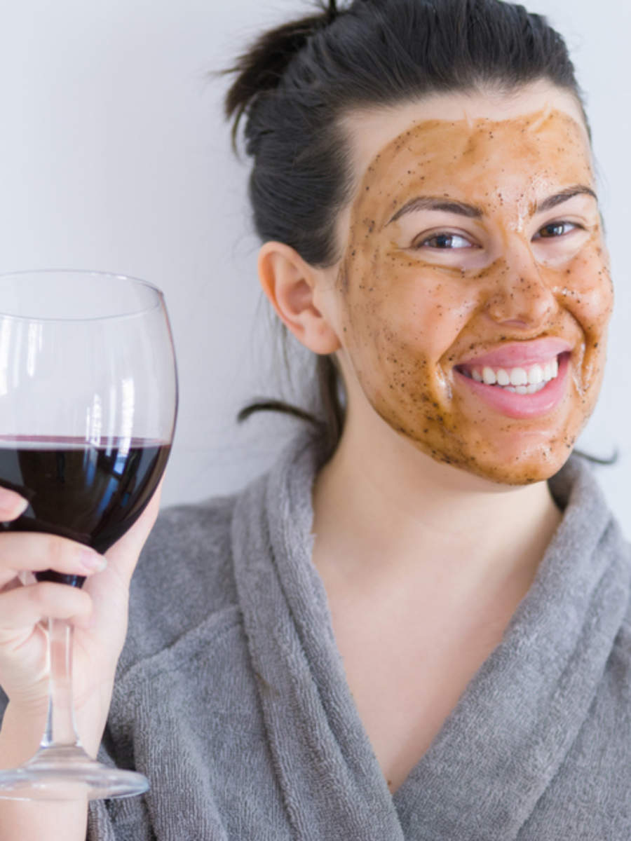 face mask and wine