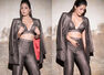 Hina Khan stuns in a grey pantsuit and bralette