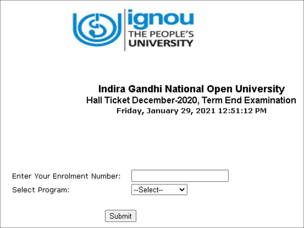 Ignou Hall Ticket Ignou Tee December 2020 Admit Card Released Download Here