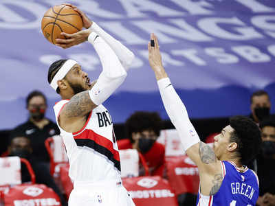 Anthony scores 22 as depleted Trail Blazers upset first-place Sixers