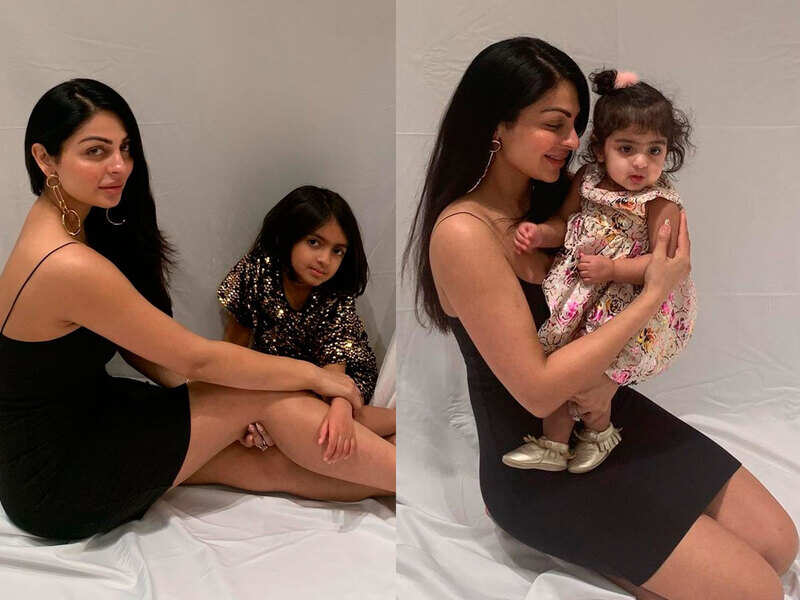Neeru Bajwa and her daughters pose for perfect family pictures Punjabi Movie News Times of India