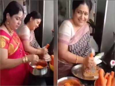 Watch: Kannadati actress Chitkala Biradar prepares Carrot Halwa on the sets of the show