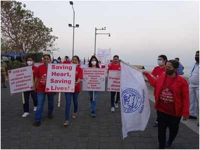 Doctors take part in a walkathon for congenital heart defect awareness