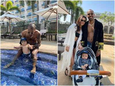 Natasa Stankovic and Hardik Pandya have a gala time in the pool with their son Agastya - view photos