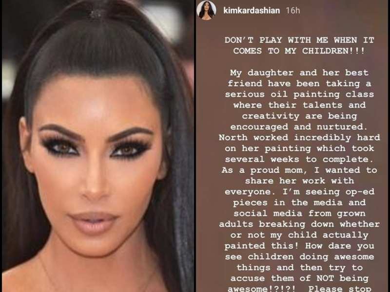 Kim Kardashian Kim Kardashian Slams Netizens Doubting Her 7 Yr Old Daughter S Painting Skills Times Of India