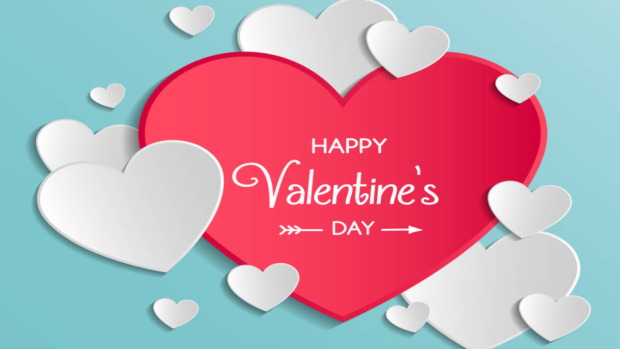 Happy Valentine's Day Poster or banner with cute font and many