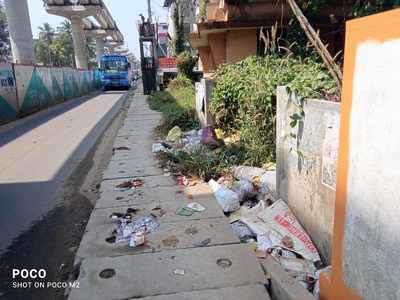 Food and domestic waste thrown on main road