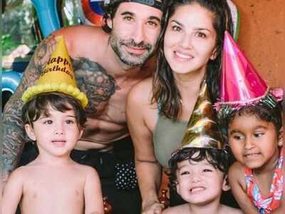 Sunny Leone shares a sweet post as her twins Noah and Asher turn three