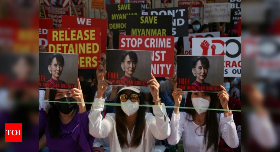 shame-on-you-china-protest-outside-chinese-embassy-in-yangon-against-beijings-support-to-military-rule-times-of-india