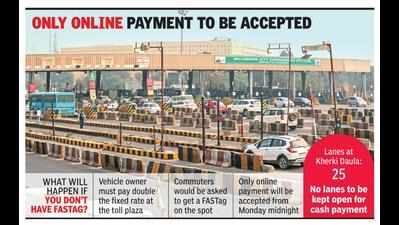 No cash: FASTags at Kherki toll lanes must from tonight
