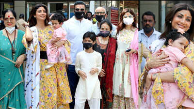 Shilpa Shetty gets emotional on Samisha's first birthday; visits Siddhivinayak Temple with family