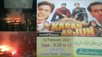 Watch: Audience bursts firecrackers during Salman Khan-Shah Rukh Khan's 'Karan Arjun' screening, theatre owner replaces movie with Ajay Devgn's 'Hulchul'