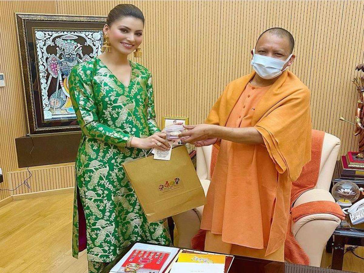 Urvashi Rautela meets Uttar Pradesh CM Yogi Adityanath during the shoot ...