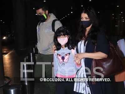 Abhishek Bachchan, Aishwarya Rai Bachchan and Aaradhya Bachchan snapped at  the airport