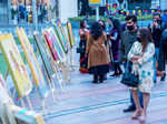 Art lovers attend an exhibition at Cyber Hub