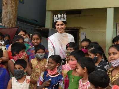 VLCC Femina Miss India World 2020 Manasa Varanasi shares her inspiring journey during a visit to a children’s home in Hyderabad