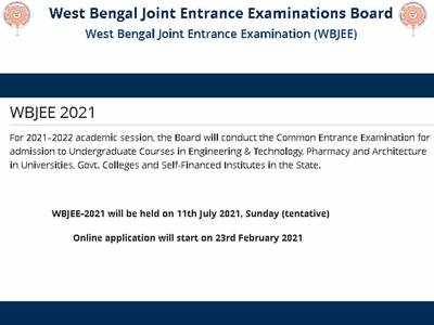 WBJEE 2021 exam to be held on July 11, application process begins on Feb 23