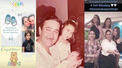 Excited 'masi' Karisma Kapoor shares throwback pic of newborn Bebo; Riddhima Kapoor, Manish Malhotra among others congratulate Kareena Kapoor-Saif Ali Khan