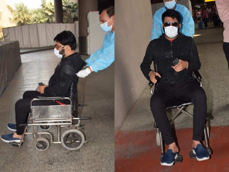 Comedian Kapil Sharma spotted at the airport in a wheelchair; see pics -  Times of India