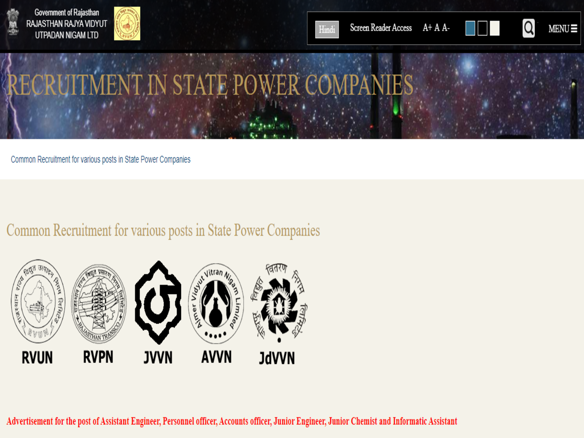 Rajasthan Rvunl Recruitment 2021 Notification Released For Various Vacancies Check Here Times Of India
