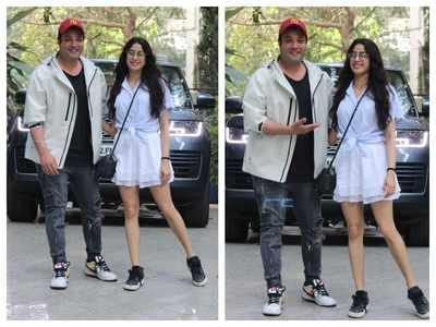 Photos: Janhvi Kapoor steps out with co-star Varun Sharma to promote their film, ‘Roohi’