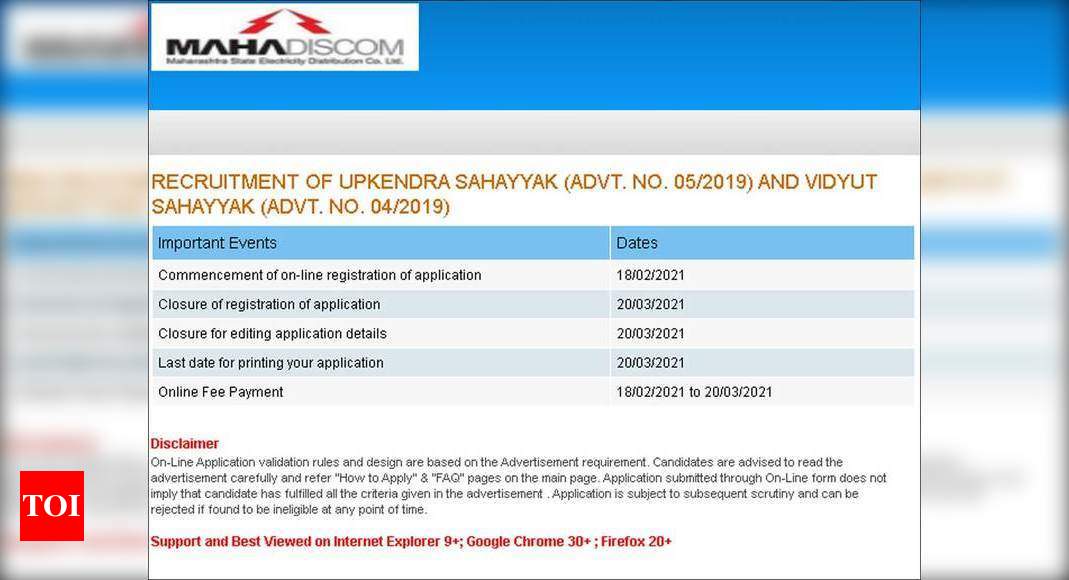 MAHADISCOM Recruitment 2021: Apply online for 7000 Vidyut ...