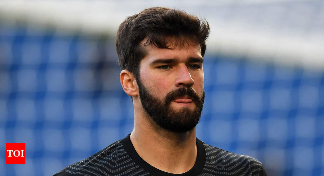 Alisson Becker of Brazil poses during the official FIFA World Cup