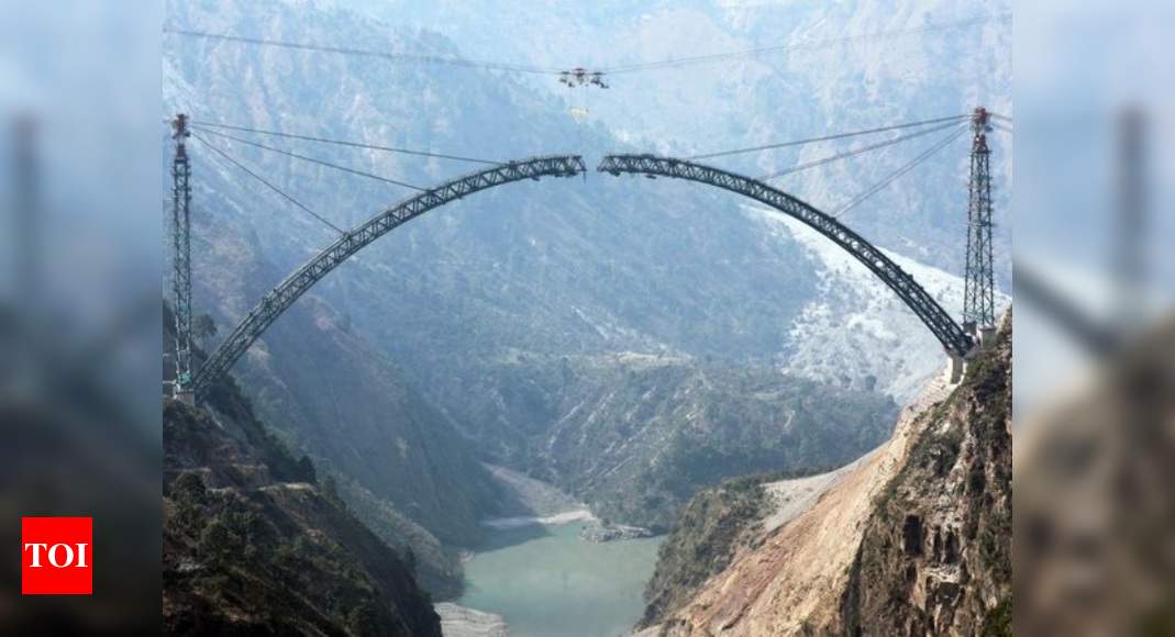 World's highest rail bridge set to complete big engineering milestone; details - Times of India