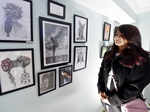 Jaipurites attend an abstract art exhibition